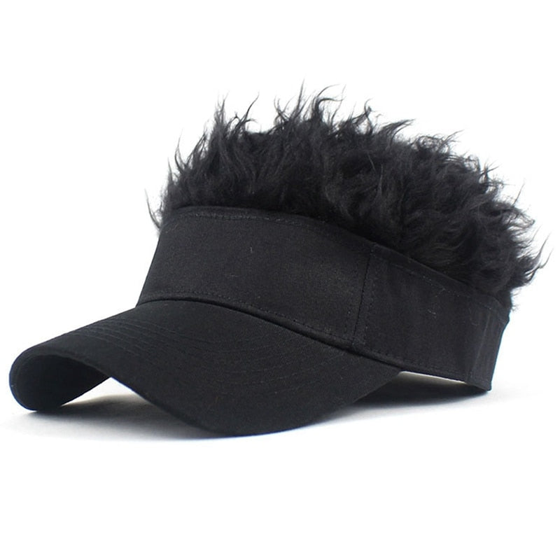 Casquette beauf noir avec cheveux