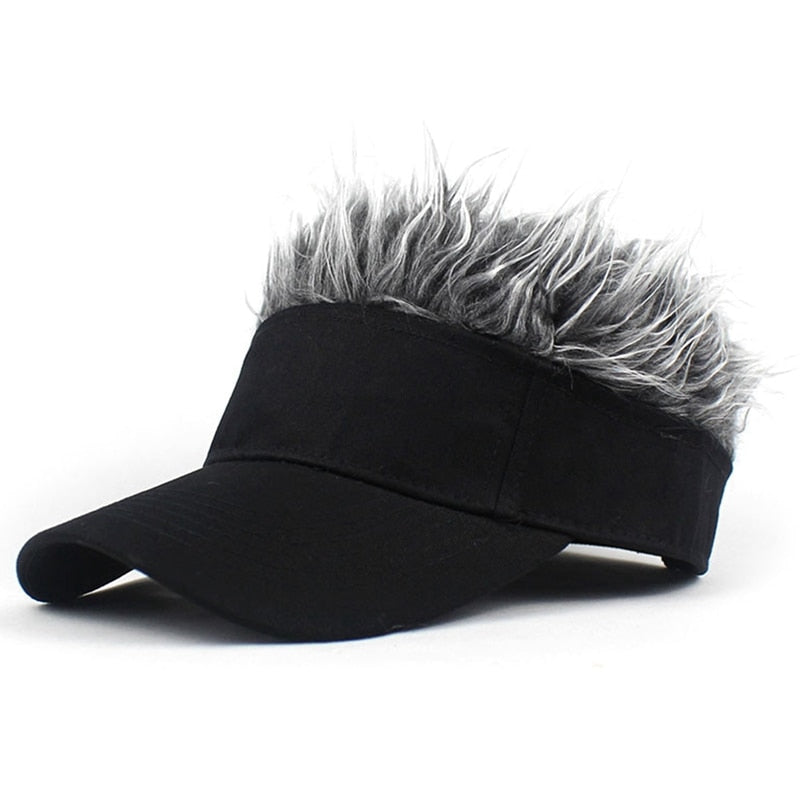 Casquette beauf gris avec cheveux