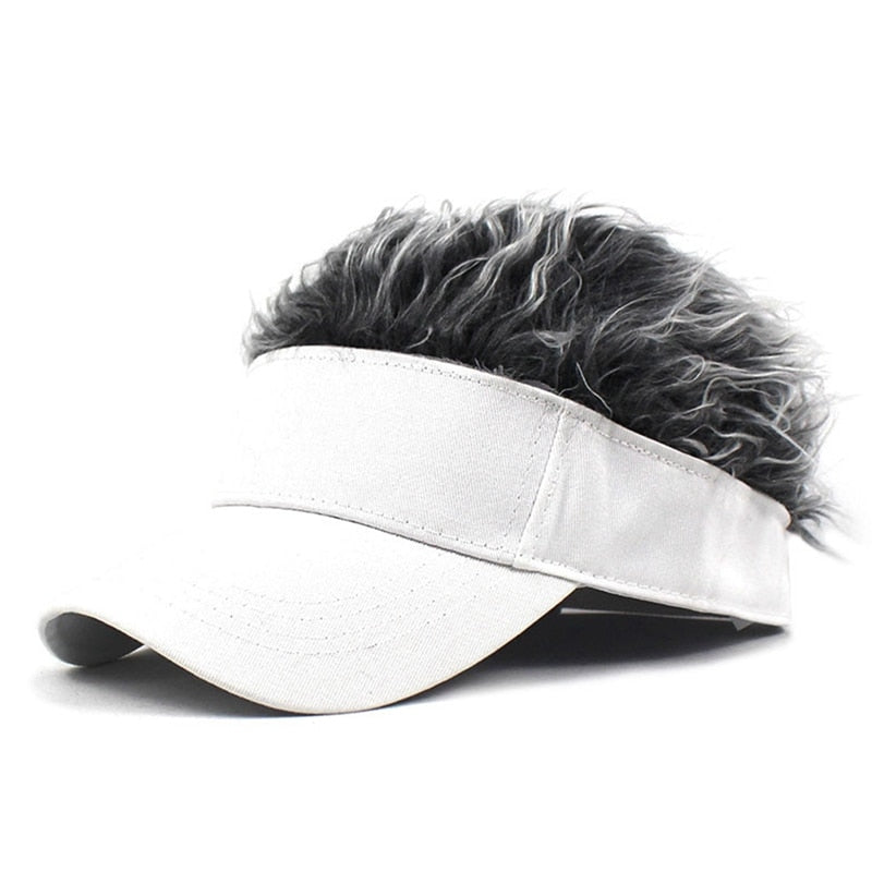 Casquette beauf blanc avec cheveux blond polaire