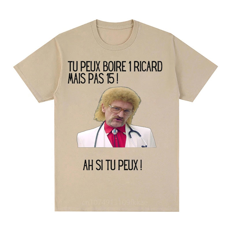 Funny Cotton T-shirt Men Print You Can Drink A Ricard But Not 15 Graphic Black Classic Tops Summer Short Sleeve Premium Tees