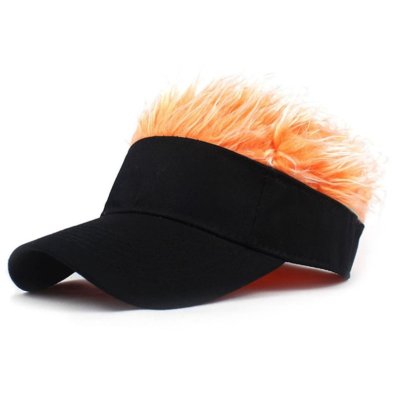 Casquette beauf orange avec cheveux