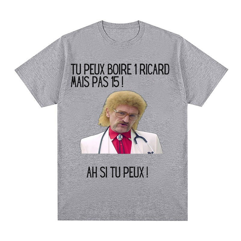 Funny Cotton T-shirt Men Print You Can Drink A Ricard But Not 15 Graphic Black Classic Tops Summer Short Sleeve Premium Tees