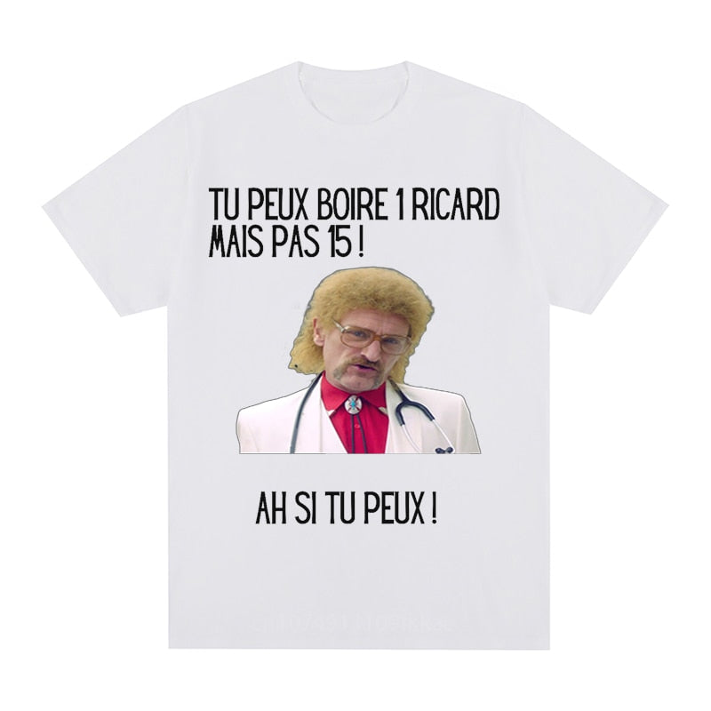 Funny Cotton T-shirt Men Print You Can Drink A Ricard But Not 15 Graphic Black Classic Tops Summer Short Sleeve Premium Tees