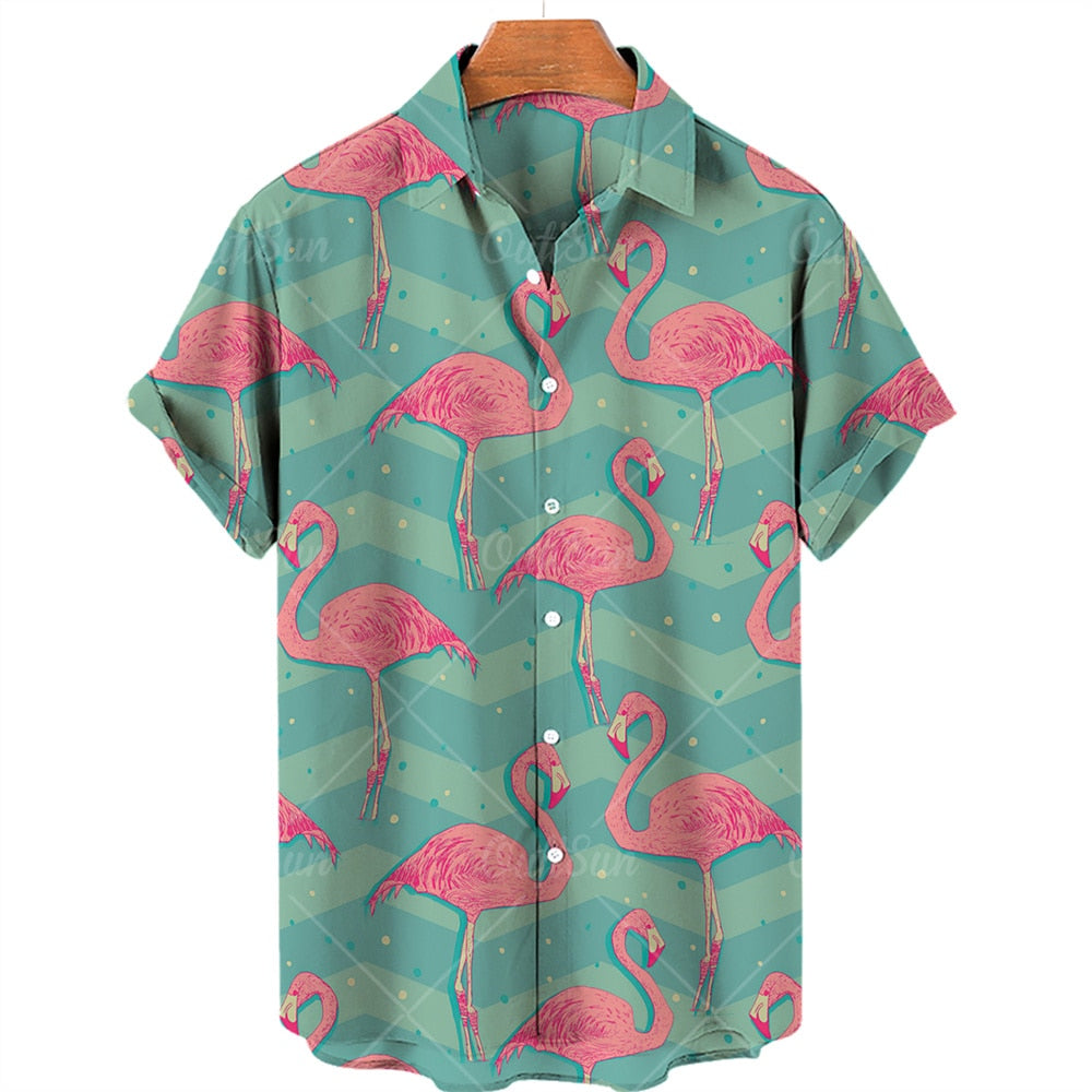 chemise verte flammant rose