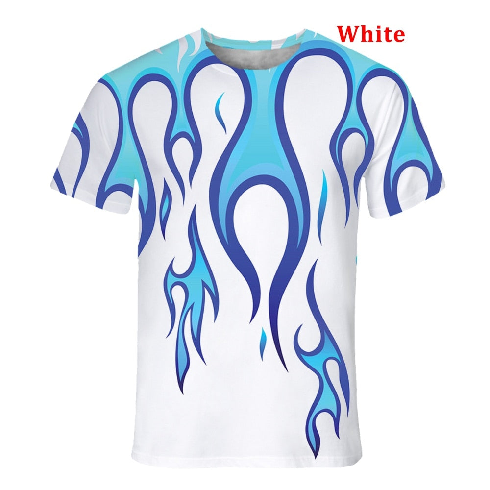 T-shirt flamme blanc et bleu